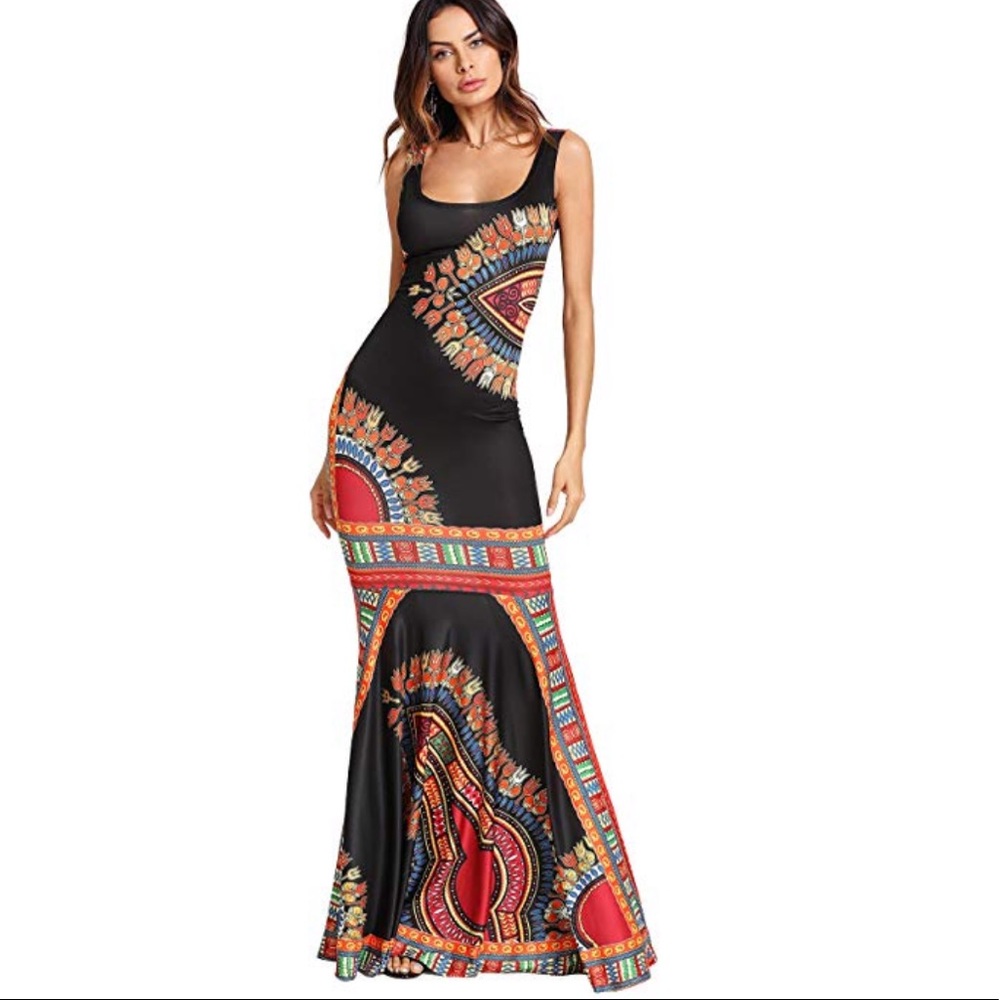 Black Mermaid Tail Bodycon Maxy Dress